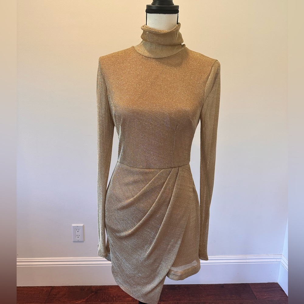 Free People Gold Mesh Long Sleeve Minidress. Worn once.